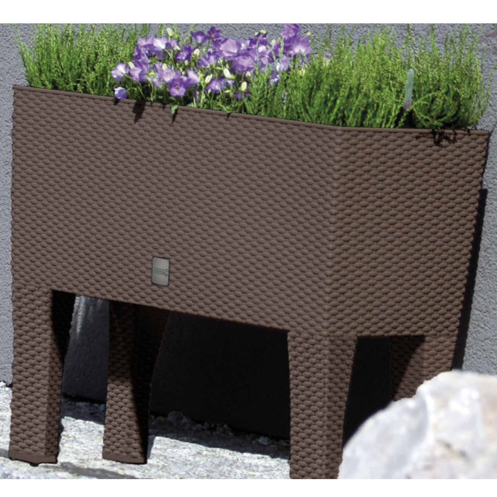 Powertec Garden Design-Pflanzkasten 2in1 in Rattanoptik, 30L, dunkelbraun 2er Set