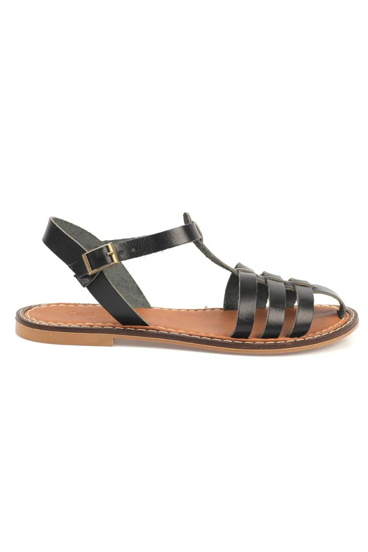 Capone Outfitters  Capone Gladiator Schwarze Damen-Ledersandalen mit Riemen