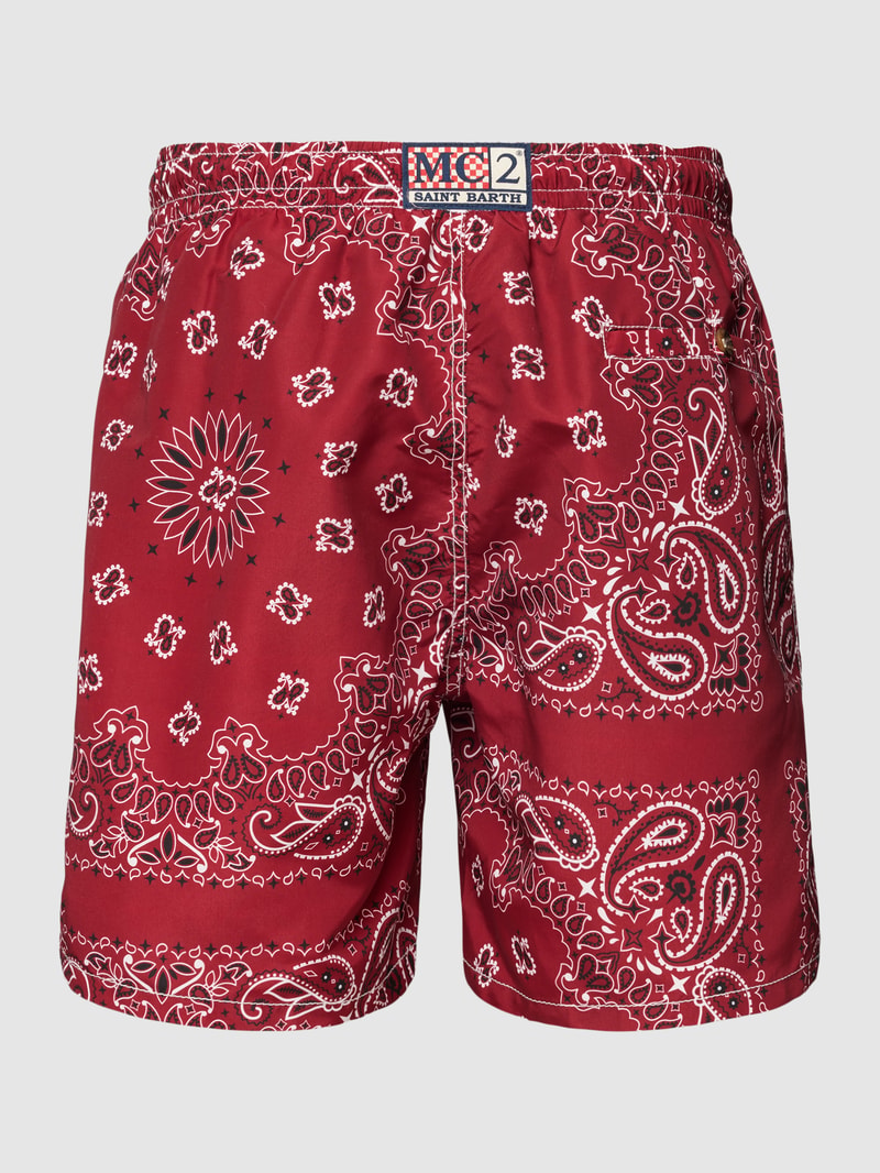 Badehose mit Allover-Print Modell 'CAPRESE' in bordeaux rot