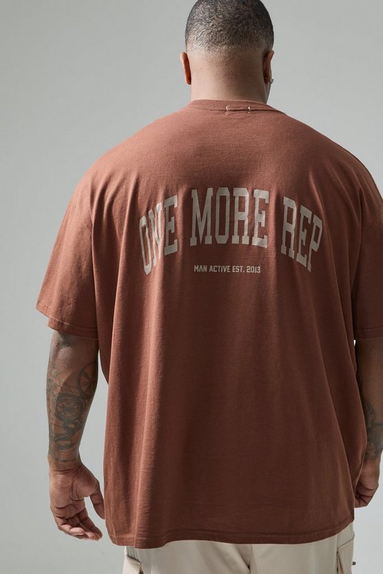 Plus Oversize Active T-Shirt mit One More Rep Print