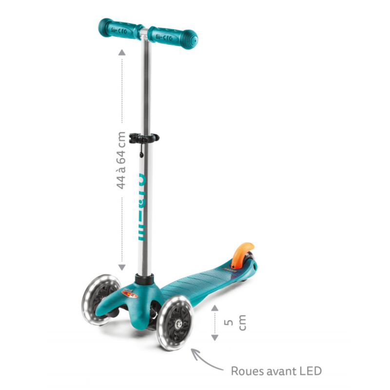 Trottinette 3 Roues - Mini Micro Plus Led Aqua