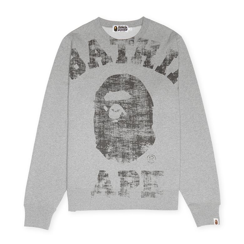 A Bathing Ape Big College Crewneck gray