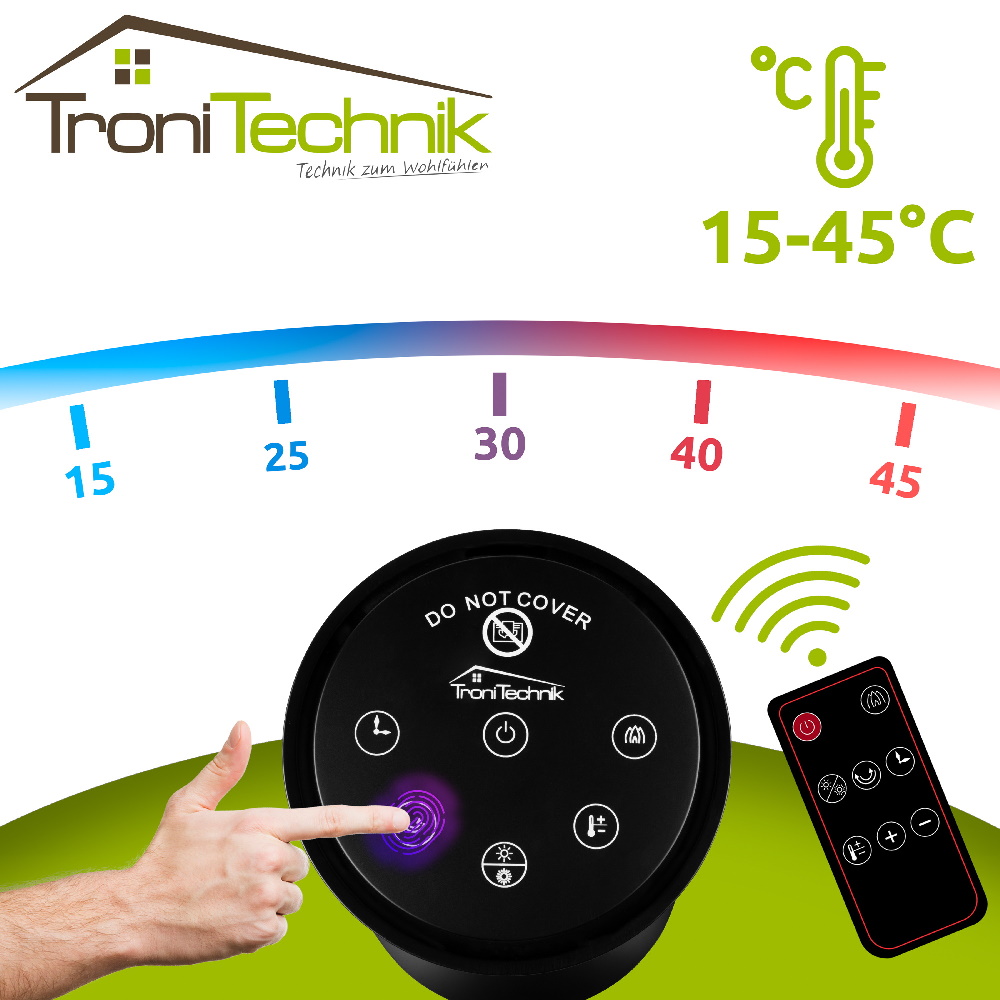 TroniTechnik Turm-Keramikheizer 2kW TT-KH-073 mit Kaminfunktion