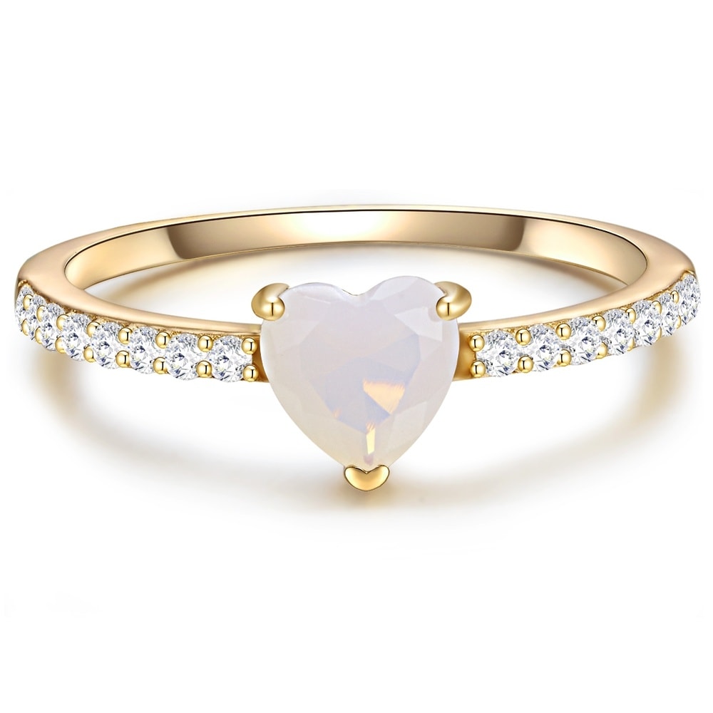 Glanzstücke München Bague en argent Coeur Argent sterling Pierre de lune (synth.) en Or jaune Bague
