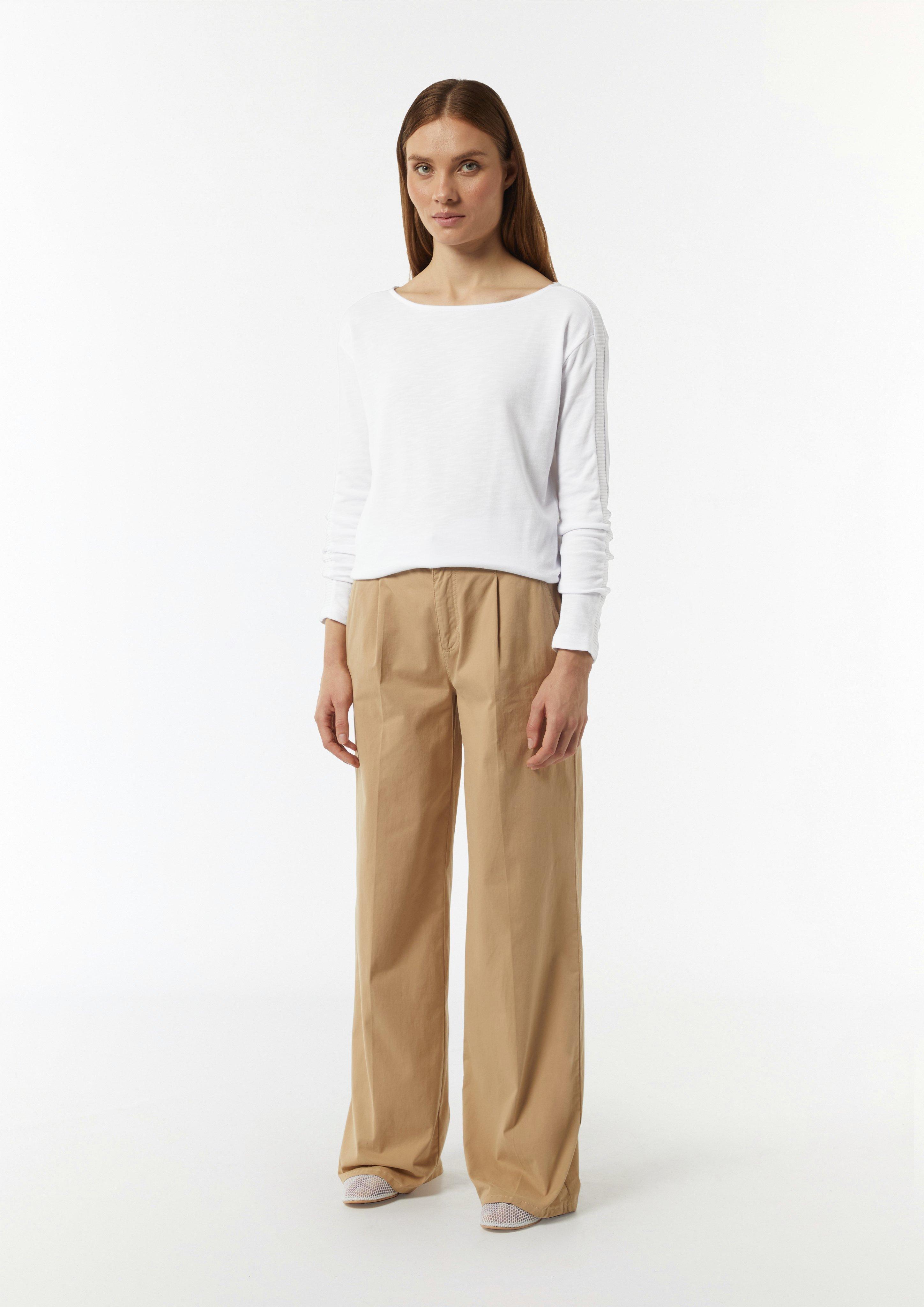 Langarm-Shirt mit Ripp-Detail im Relaxed Fit - weiß