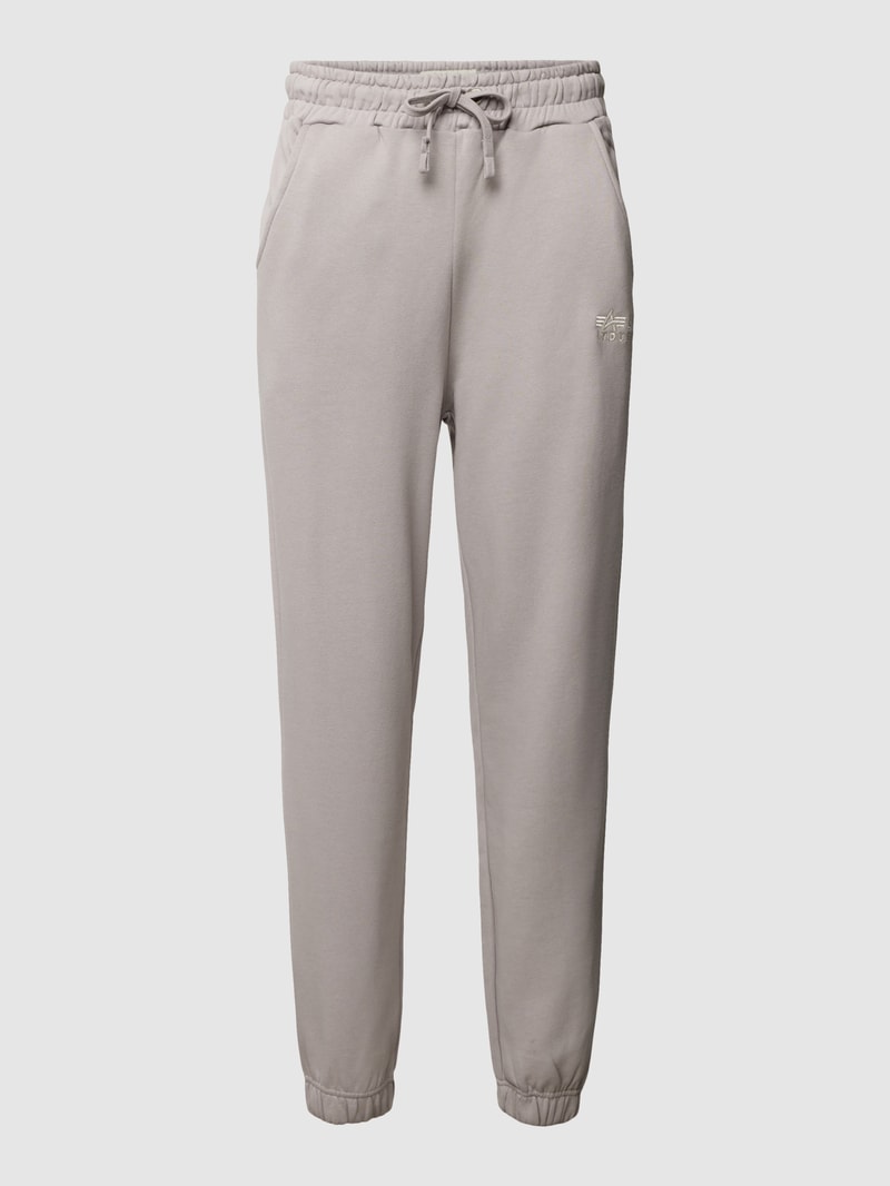 Sweatpants mit Label-Print in hellgrau