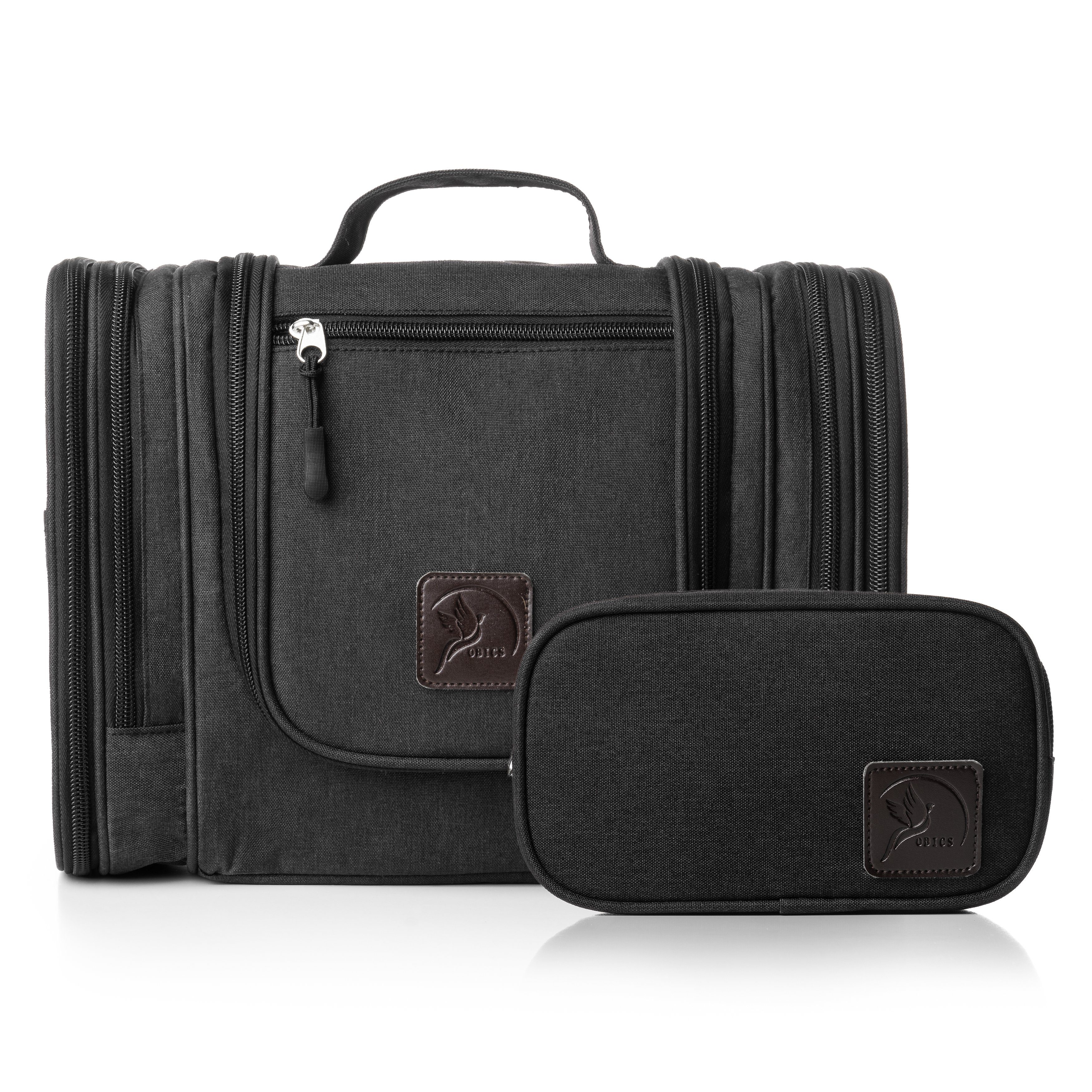 Obics Kulturbeutel XXL (Set, 2 Teilig), zum Aufhängen - Kosmetiktasche für Damen & Herren 10 Fächer