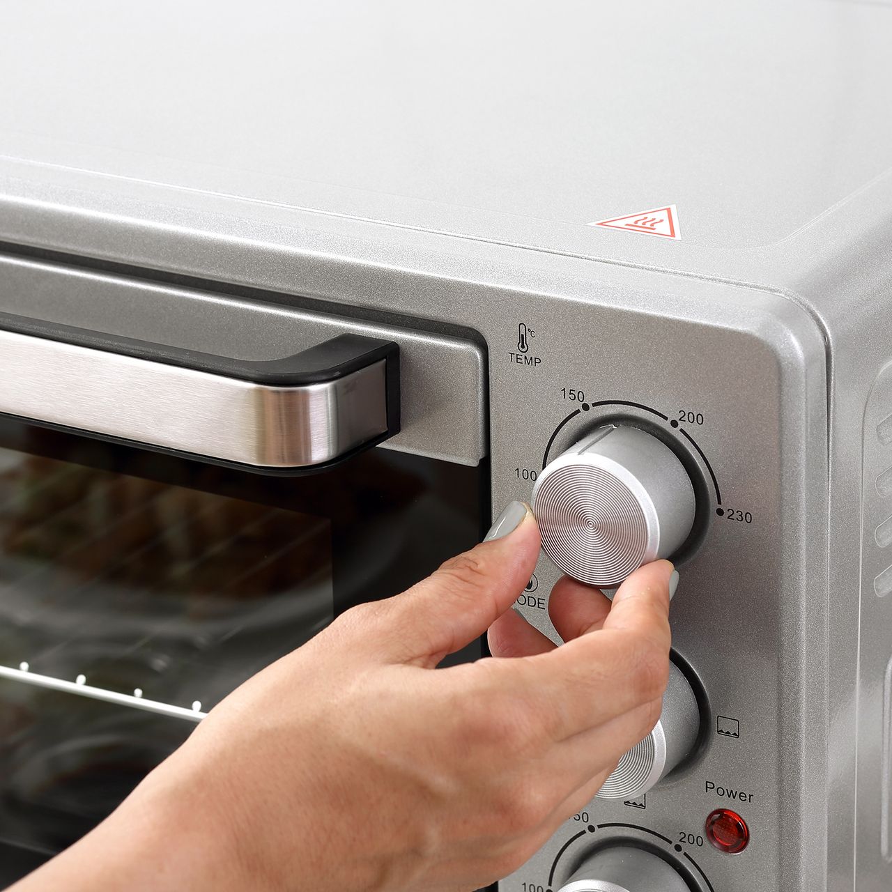 HOMCOM Minibackofen 32L mit Kochplatten 1600W Elektrischer Mini Ofen Drehspieß Boden mit Schlackenauffangwanne Metall Edelstahl Glas Silber 52,2 x 38,1 x 33,5 cm