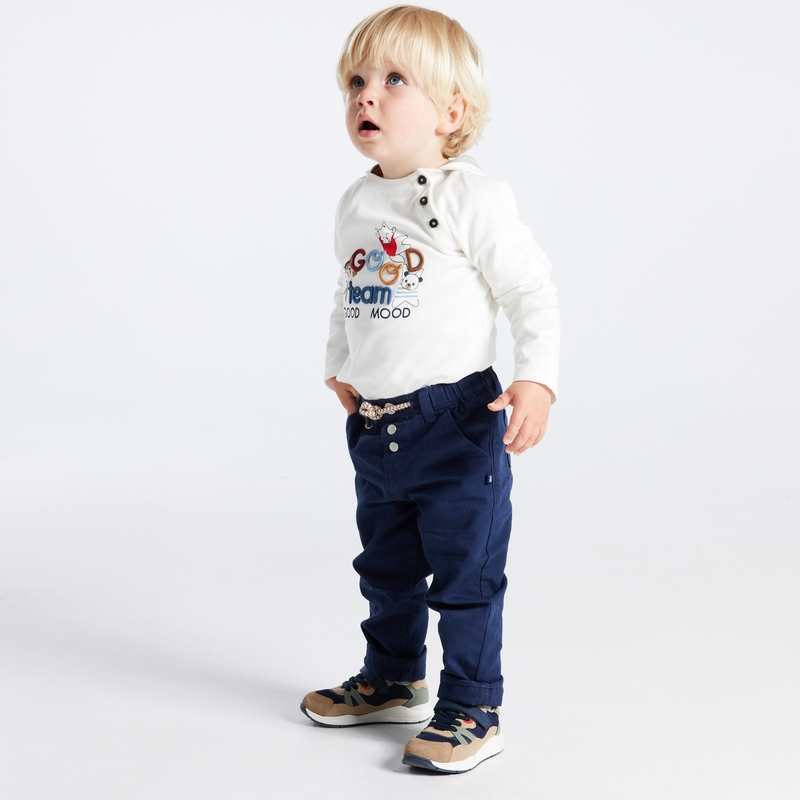 Pantalon regular coton fantaisie bleu bébé garçon