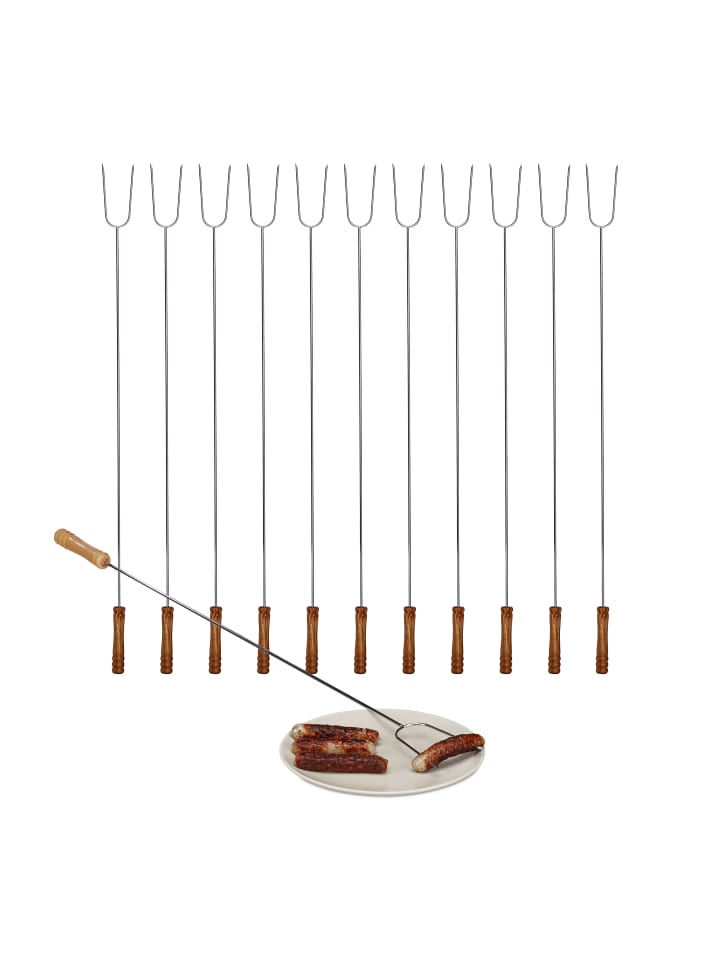 relaxdays 12x Grillspieße in Silber/ Natur günstig kaufen onesize