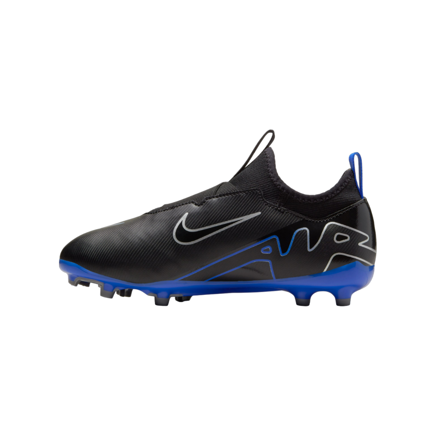 Nike Jr Air Zoom Mercurial Vapor XV Academy FG/MG Kids Schwarz Silber Blau F040