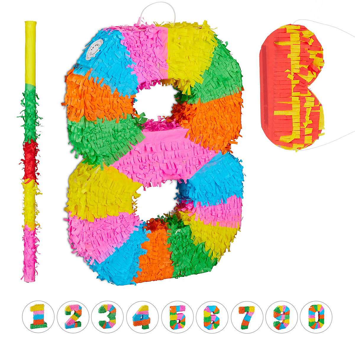 3-teiliges Pinata Set Zahl 8