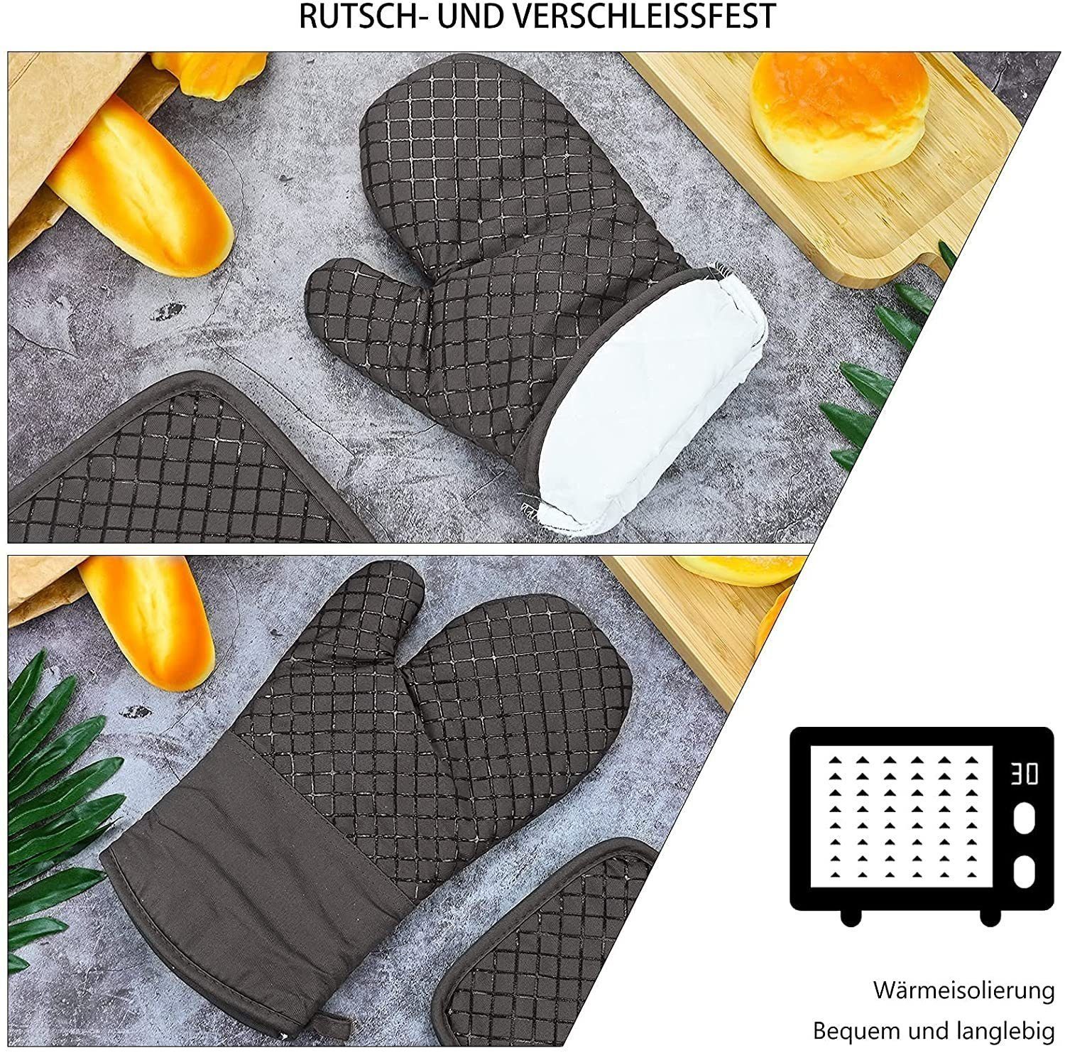 SRRINM Topflappen Ofenhandschuhe und Topfhalter 6teiliges Set, (6-tlg)