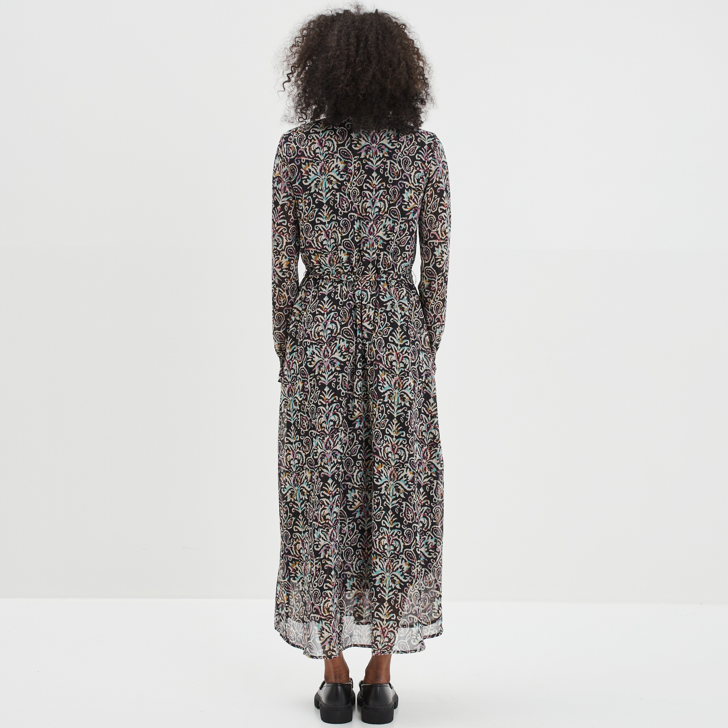 Robe longue taille smockée Liberto noir femme | La Halle