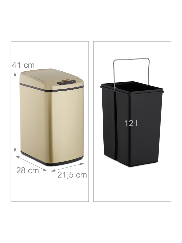 relaxdays Sensor Mülleimer in Gold - 12 l günstig kaufen onesize