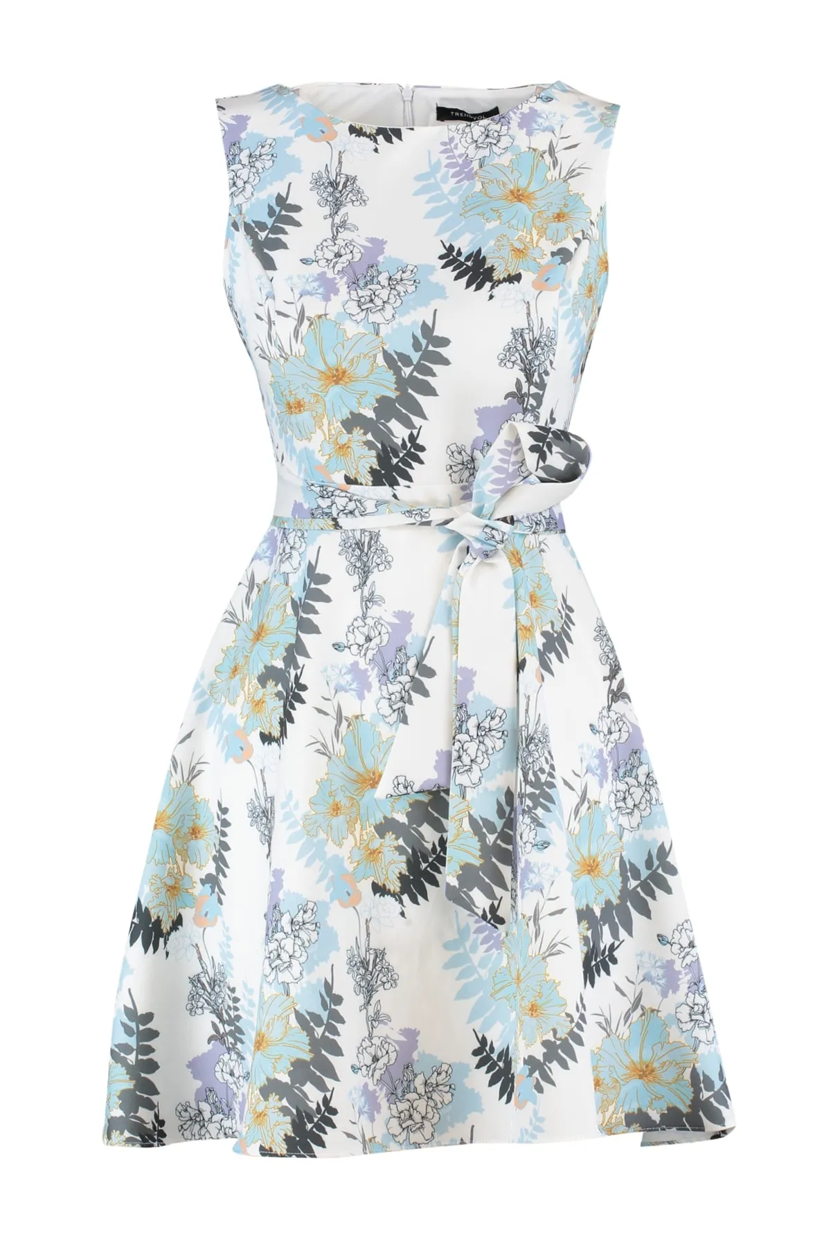 Trendyol Collection  Mehrfarbiges Mini-Webkleid mit Gürtel TWOSS20EL0750