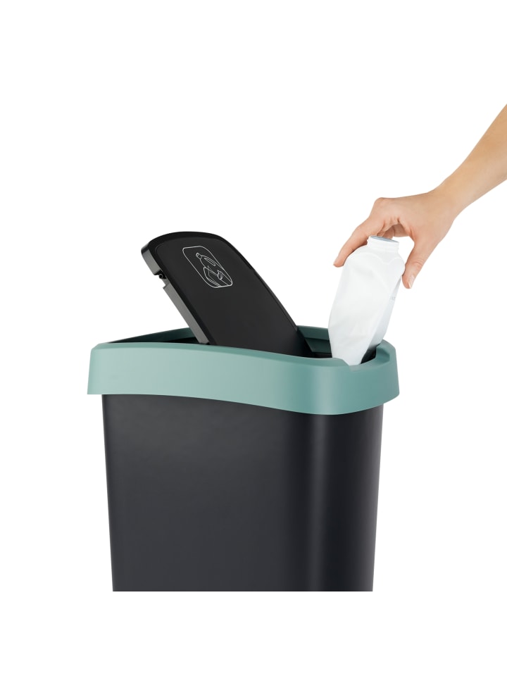 Rotho Twist Mülleimer mit Deckel 25l, Kunststoff (PP)  in Mistletoe grün günstig kaufen onesize