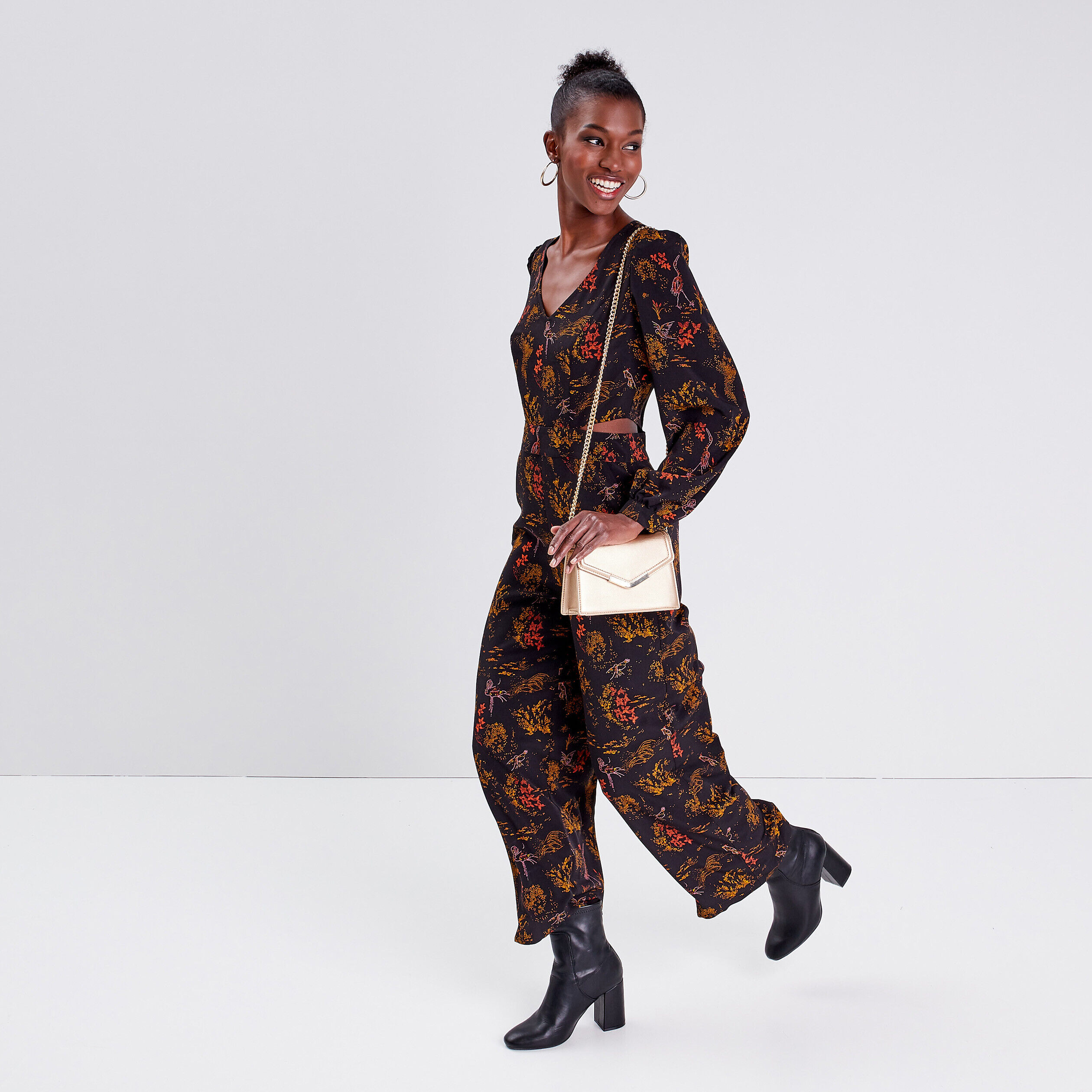 Combinaison pantalon à fentes noir femme | Cache Cache