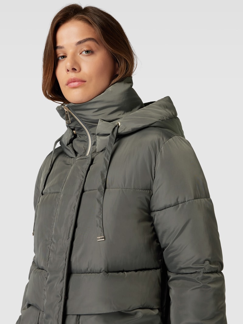 Steppjacke mit verdecktem Reißverschluss in olivgrün