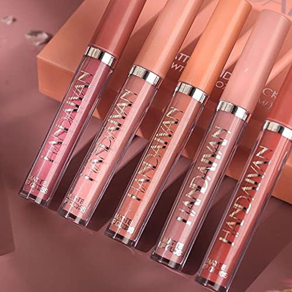 POCHUMIDUU Lippenstift-Set 6 Stück matt flüssiger Lippenstift Set Makeup Lippenstift, 6-tlg., Natürliche Farbe Makeup Geschenk für Frauen