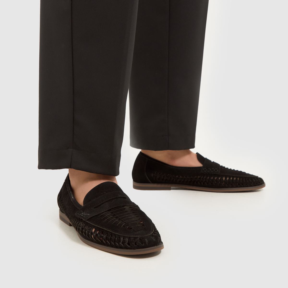 Schuh Reem szőtt mokaszin cipő fekete színben