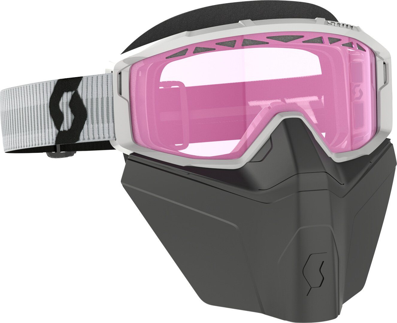 Scott Motorrad-Additiv Primal Safari Facemask Weiß/Rosa Ski Brille