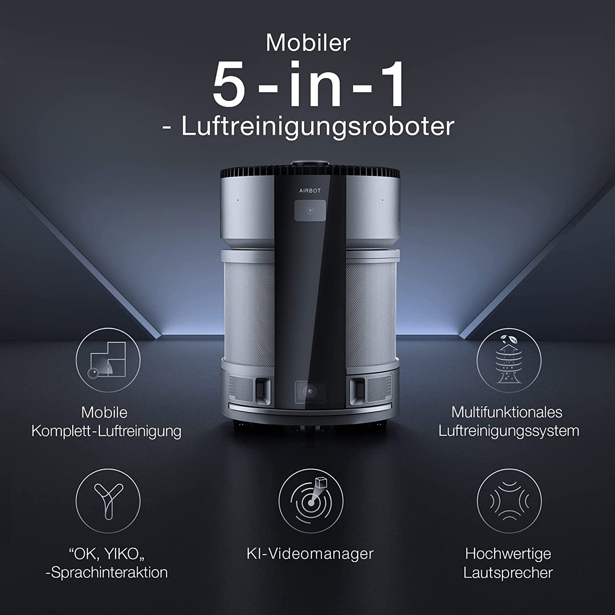 ECOVACS Luftreiniger AIRBOT Z1, für 240 m² Räume, mit H13 HEPA-Filterung