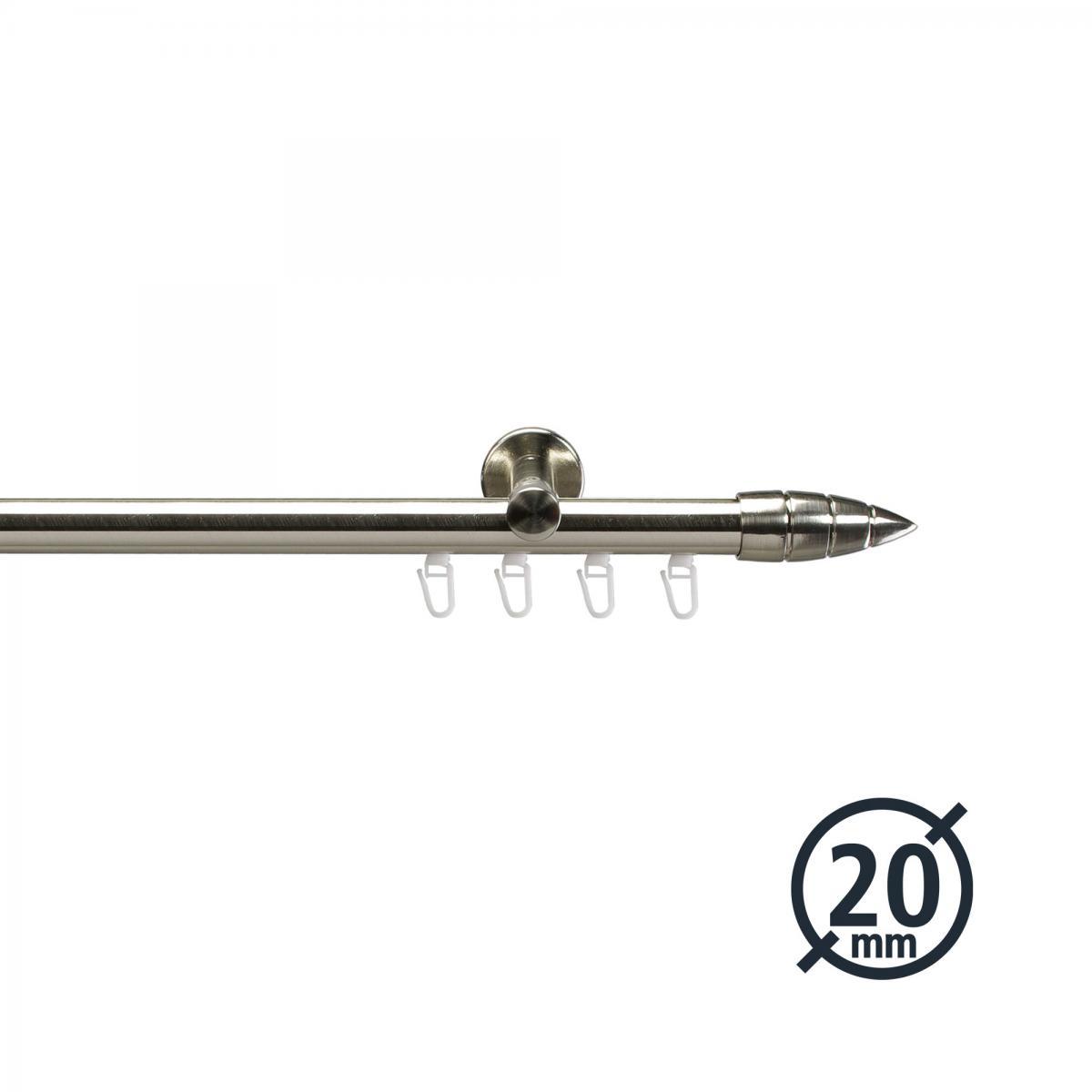 Bella Casa Gardinenstange, Stilgarnitur, Innenlaufgarnitur, Komplettgarnitur - Menorca 20 mm 1-läufig, 160 cm, edelstahl-optik