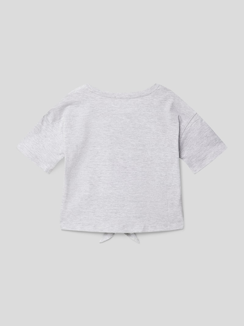 T-Shirt mit Saumabschluss zum Binden in mittelgrau meliert