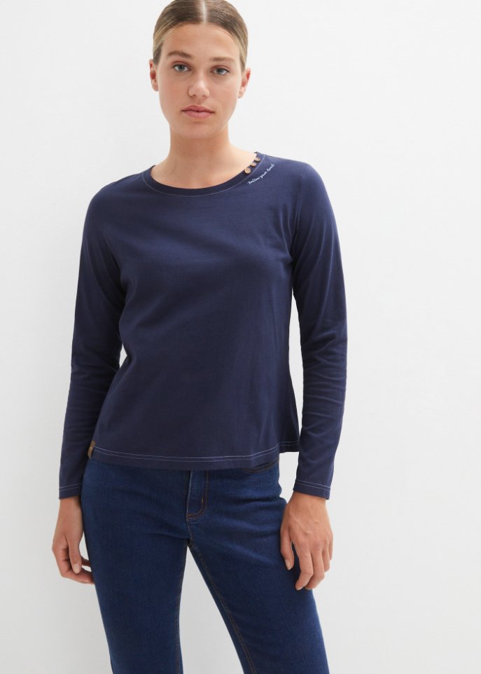 Langarmshirt mit Zierknöpfen
