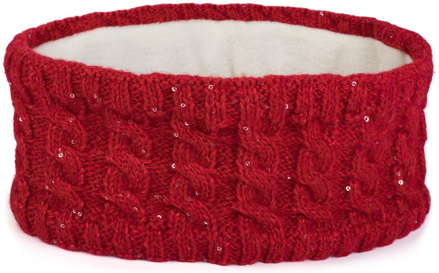 styleBREAKER Stirnband (1-St) Strick Stirnband Zopfmuster Pailletten