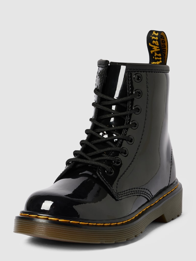 Schnürboots mit Reißverschluss in schwarz