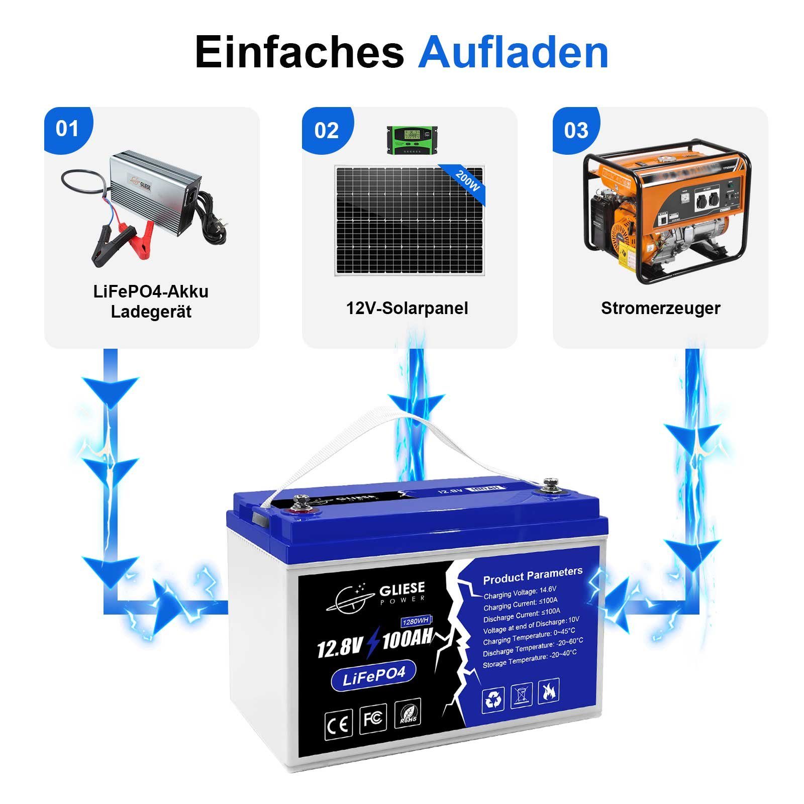 GLIESE Solarmodul 200W solaranlage komplettpaket, 100,00 W, Monokristallin, (Spar-Set, Solarmodul, Y Solarstecker, Solarkabel, Solar Laderegler, 100Ah Akku)