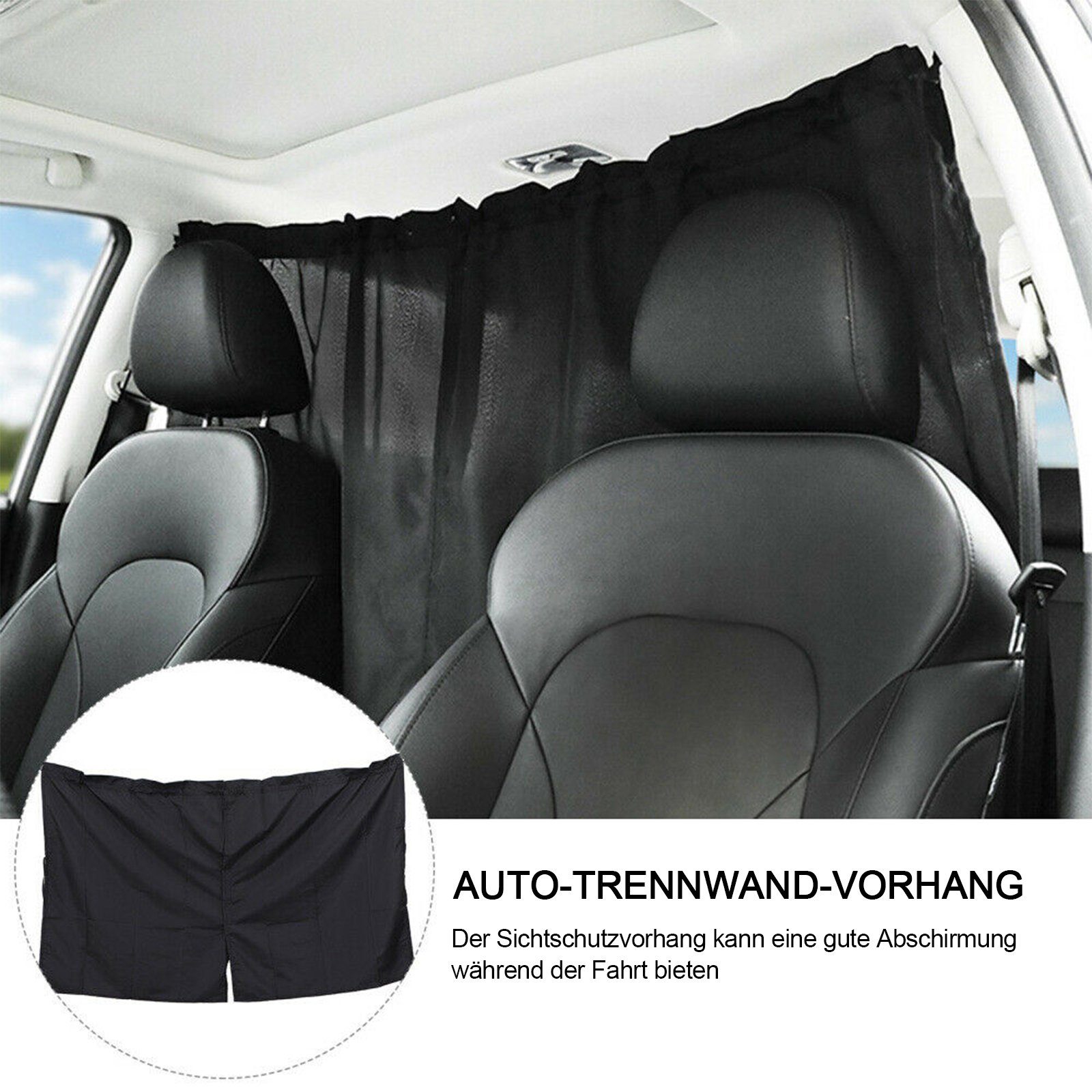 Sonnenschutz-Fensterfolie Auto vordere und hintere Trennwand Vorhang 138*82CM Schwarz, TWSOUL