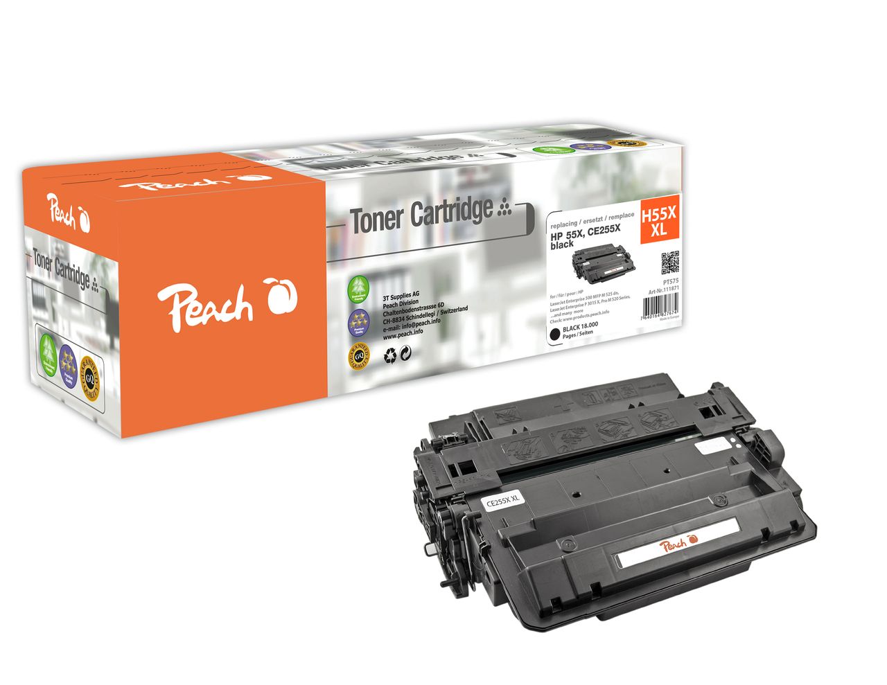 Peach Tonermodul schwarz ersetzt HP No. 55XBK