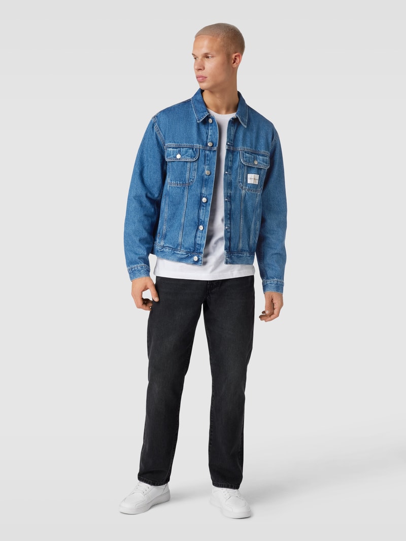 Jeansjacke mit Label-Patch in jeans