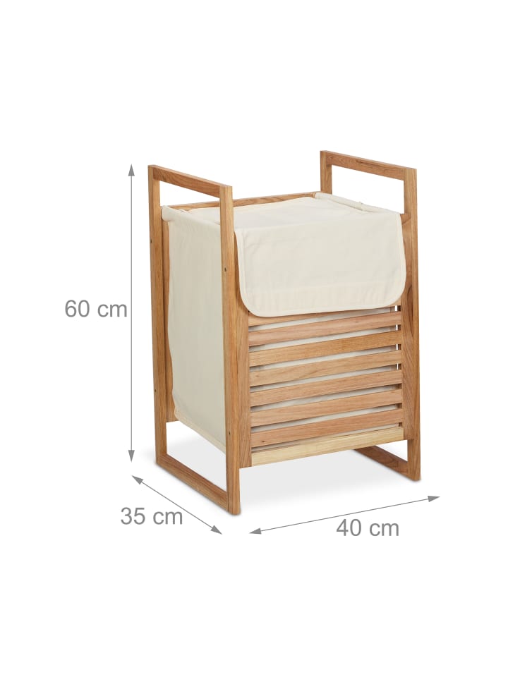 relaxdays Wäschekorb in Natur/ Beige - (B)40 x (H)60 x (T)35 cm günstig kaufen onesize