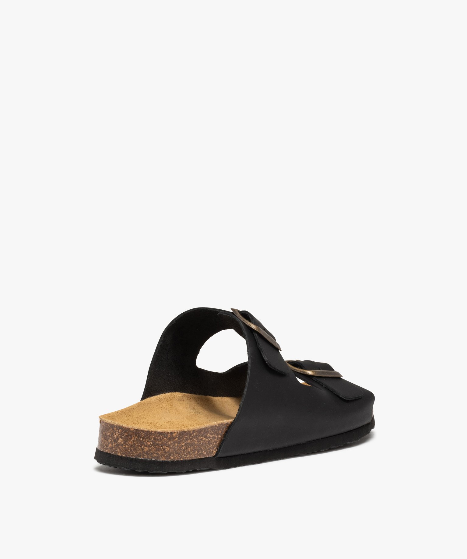 Mules homme à double brides à boucle unies noir noir | GEMO