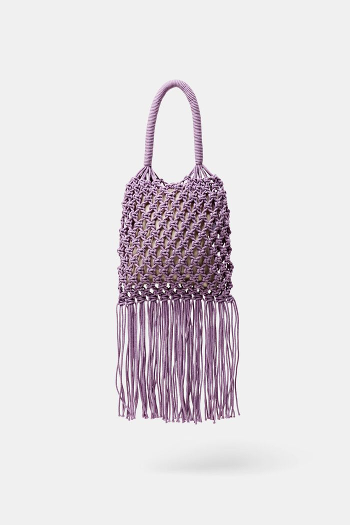 Gehäkelte Tote Bag mit Streifen und Tasseln