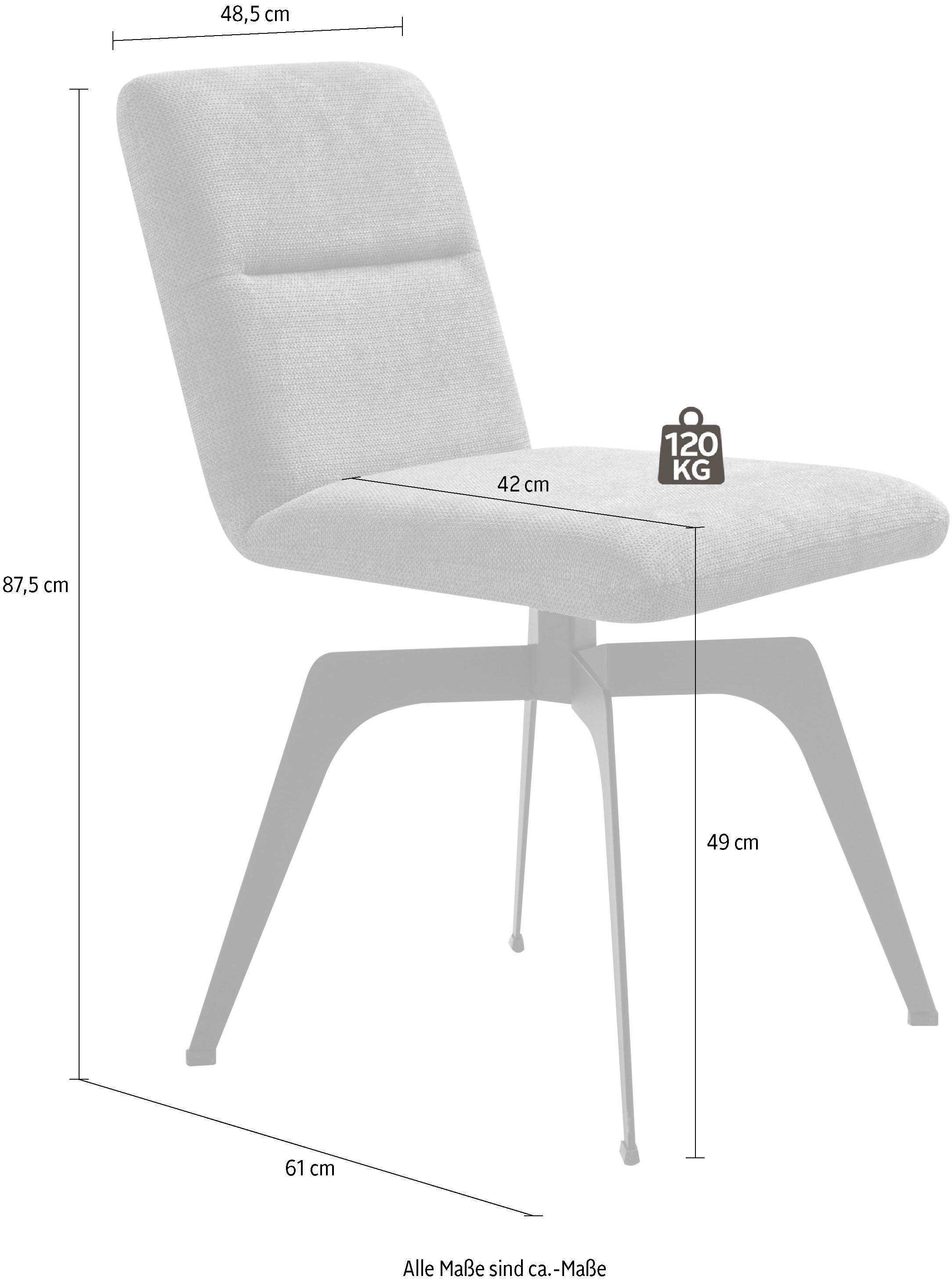 Home affaire Polsterstuhl Erin (Set, 1 St), mit Bezug aus Strukturstoff und Metallgestell