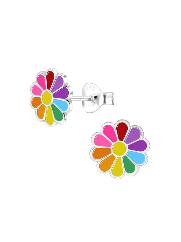 Alexander York Ohrringe, Ohrstecker BLUME regenbogenfarben in 925 Sterling Silber, 2-tlg. günstig kaufen onesize