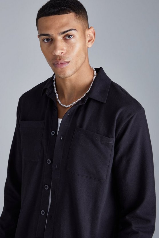 Utility-Overshirt aus Jersey mit Knopfleiste