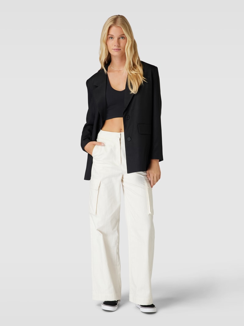 Crop Top mit Feinripp in schwarz