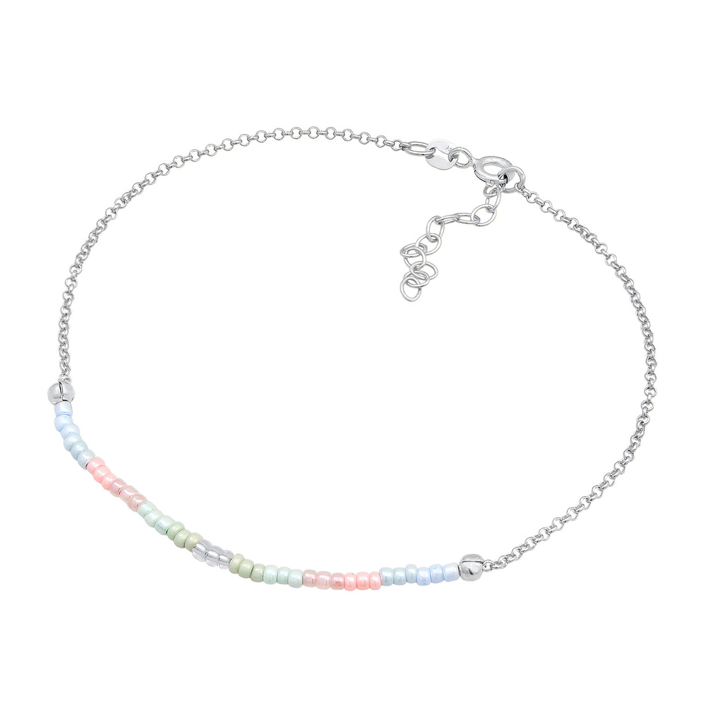 Elli Elli Bracelet de Cheville Femmes Bracelet de Cheville Boule Beads pastel en Argen Bijoux