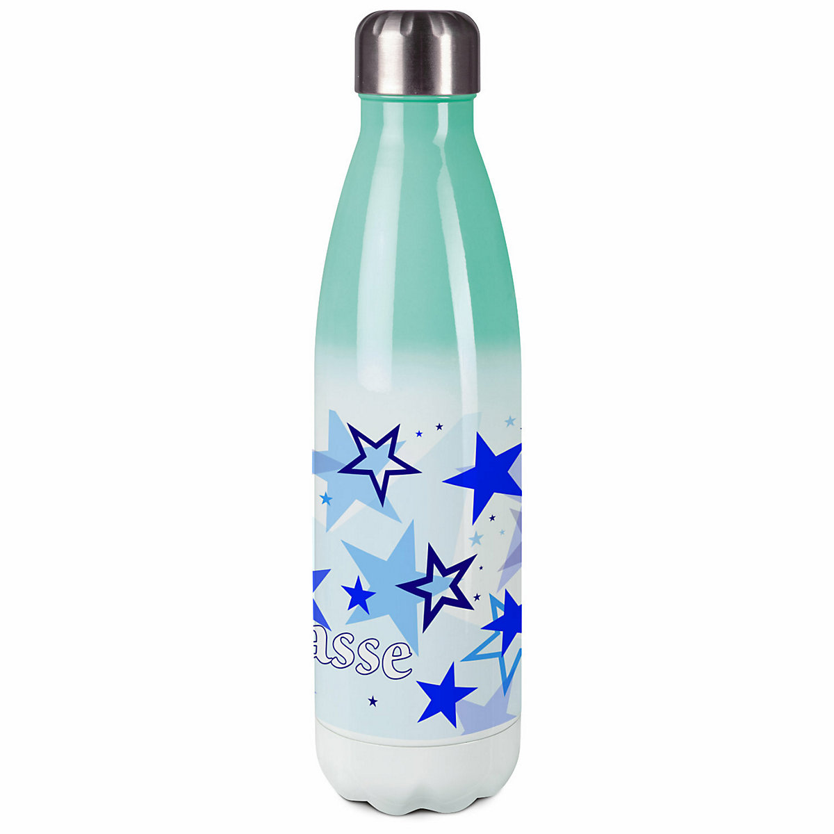 Edelstahl Kinder Thermoflasche / Trinkflasche bunt Sternenhimmel Farbe blau Spülmaschinenfest, Auslaufsicher, Bruchfest, Doppelwandig, Für Heißgetränke geeignet, Mit Deckel, Isoliert