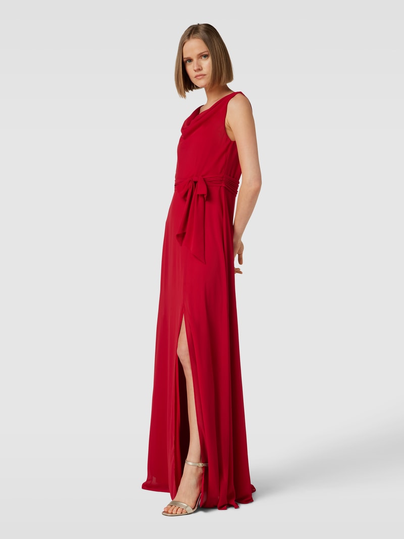 Abendkleid mit Wasserfallausschnitt in rot