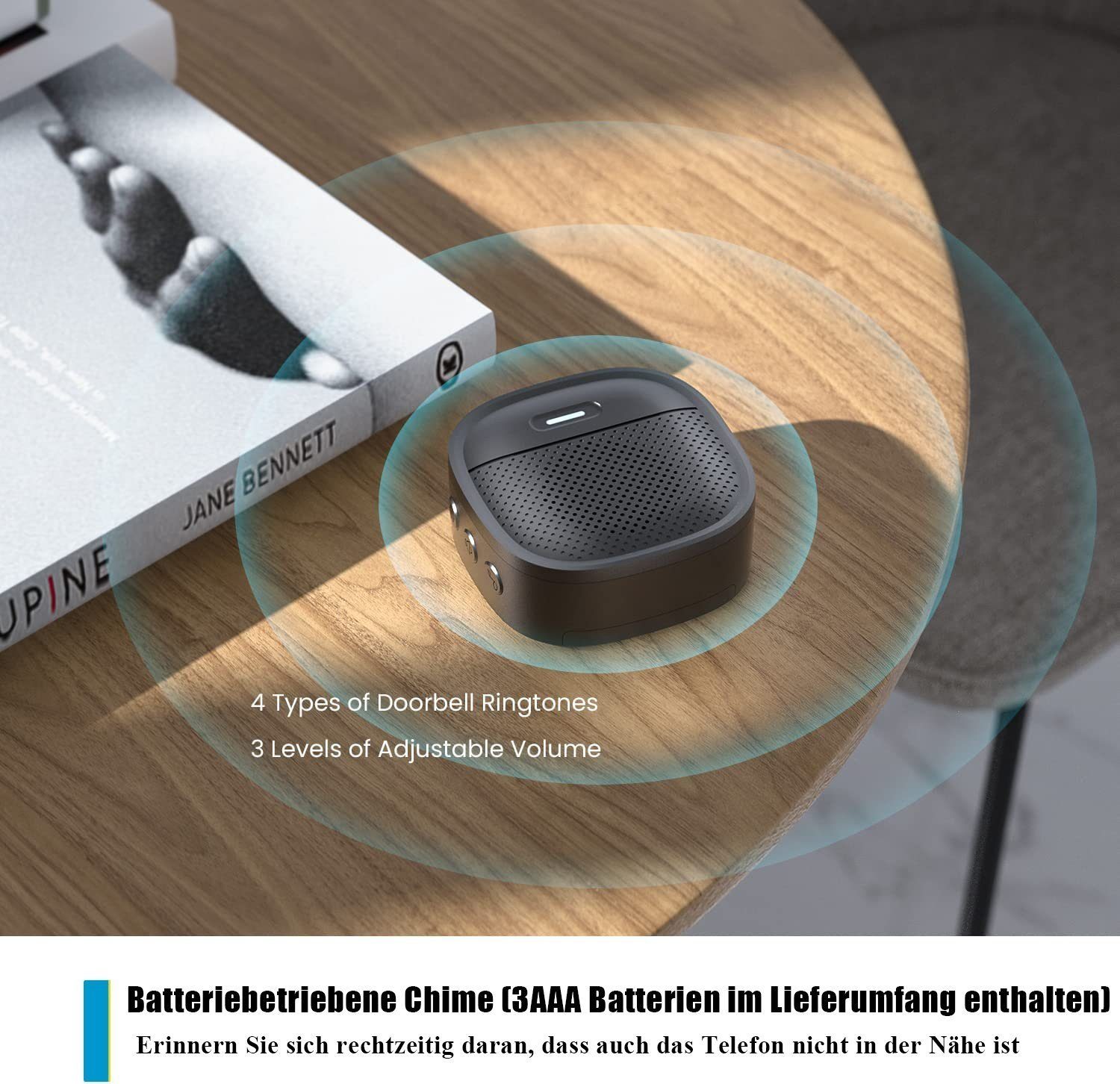 ieGeek Türklingel 2K Video-Türklingel mit Chime,Kabellos Smart Home klingel & SD-Karte (2,4-GHz-WLAN Intelligente Türklingelkamera mit PIR Bewegungserkennung, 2-Wege-Audio,24/7-Daueraufzeichnung,Echtzeit-Benachrichtigung), Menschliche Erkennung,Cloud