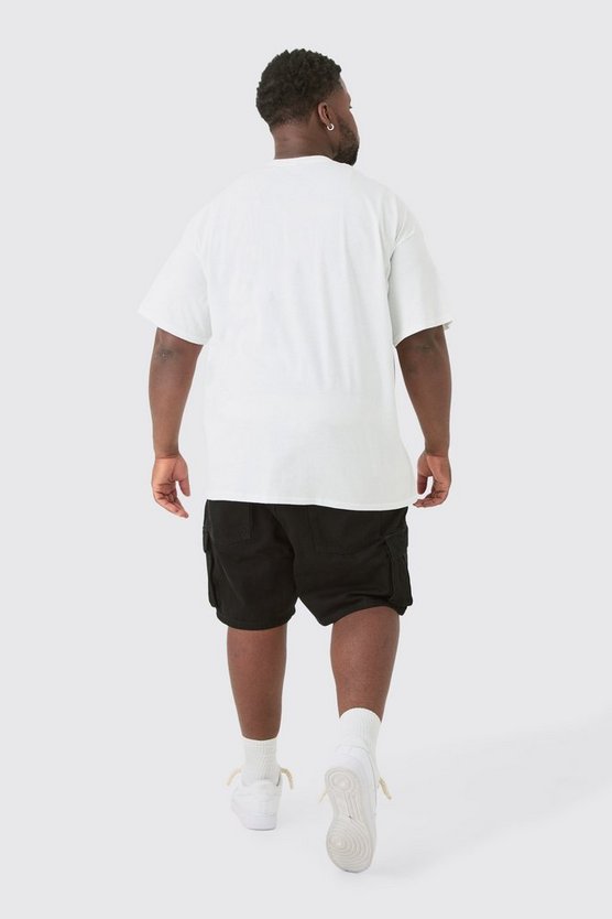 Plus lockere Cargo-Jeansshorts in schwarz