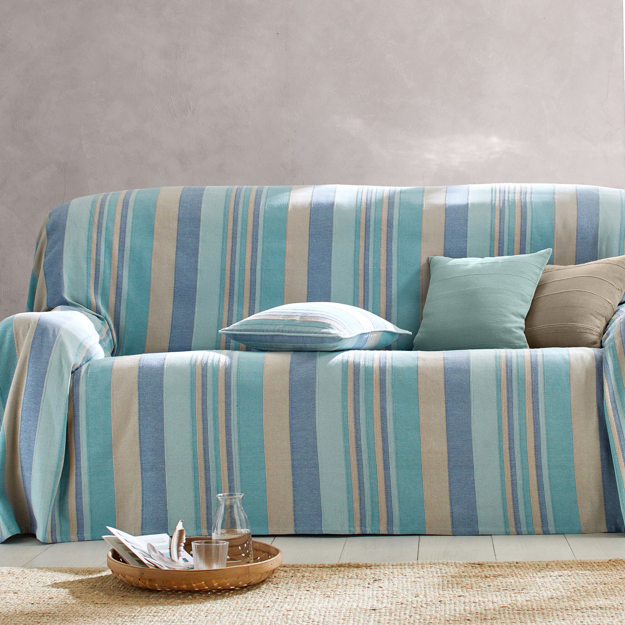 Plaid jeté multicolore coton tissage artisanal