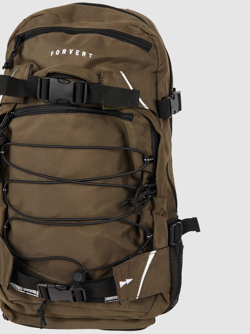Rucksack mit Label-Details Modell 'LOUIS' in olivgrün